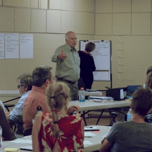 Wayne Lees speaks to a group at the St. Norbert Community Centre.
