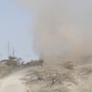 One of the many dust devils that are common in the desert between Dire Dawa and Bila this time of year.