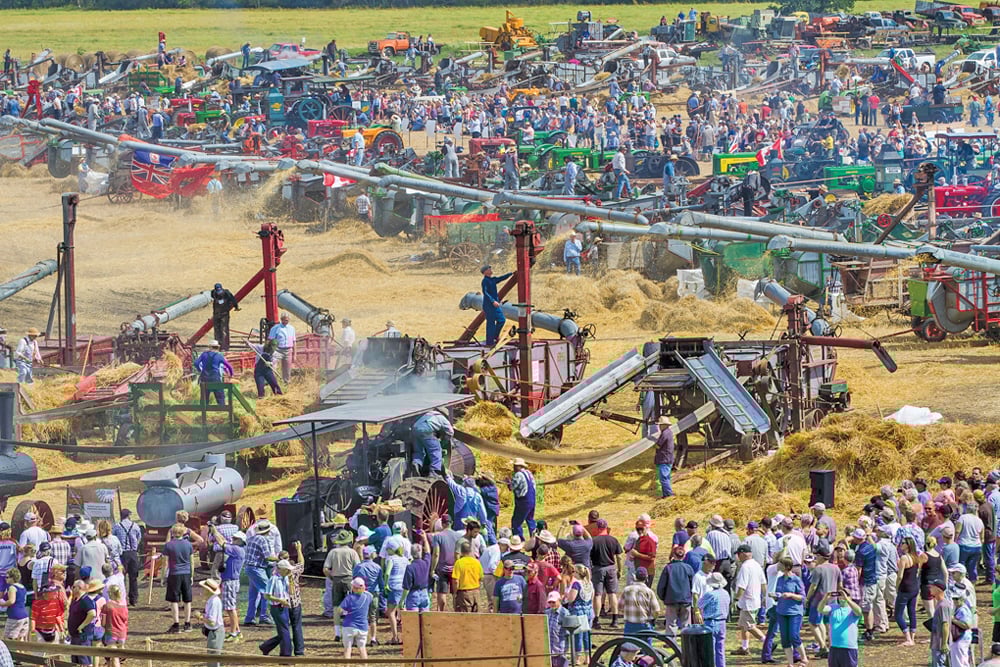 Thousands were in attendance July 31 at the Manitoba Agricultural Museum for a world-record-setting pioneer harvest, which saw a total of 139 harvest outfits complete the required 15 minutes of simultaneous operation.