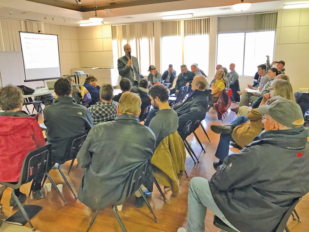 Wayne Hiltz speaks to direct farm marketers in St. Norbert.