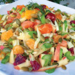 Orange, fennel, celery and apple in yogurt dressing.