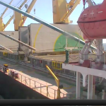 A webcam feed on the Port of Churchill's website shows loading underway at the port on Aug. 14. (PortOfChurchill.ca)