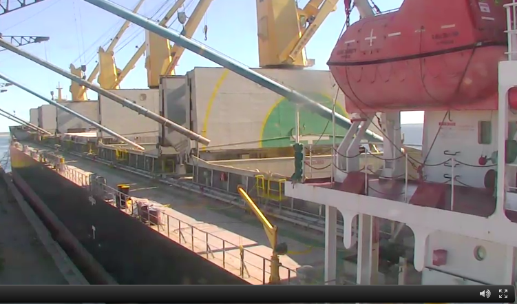 A webcam feed on the Port of Churchill's website shows loading underway at the port on Aug. 14. (PortOfChurchill.ca)