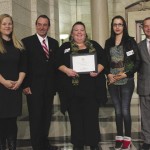 D.R. Hamilton School teacher Andrea MacIvor pictured with student Valenbina Dixon accepts the Youth Food Champion award at last week’s Golden Carrots, presented by Kreesta Doucette,  