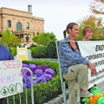 Protesters outside the World Food Prize Hall of Laureates in Des Moines, Iowa.  Photo: Laura Rance
