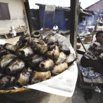 Fish vendor at an outdoor market