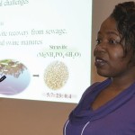 Yeukai Katanda, a researcher from the University of Manitoba, presents the results of a study that looked at hog manure-derived struvite’s effect on canola seedling mortality at the recent Manitoba Soil Science Society’s annual conference.