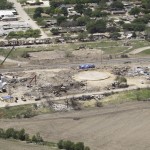 Explosion site in a small town.