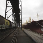 Cargo ship at a grain terminal.