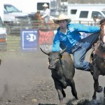 Clay Bergeson of Onanole won the steer-wrestling event.