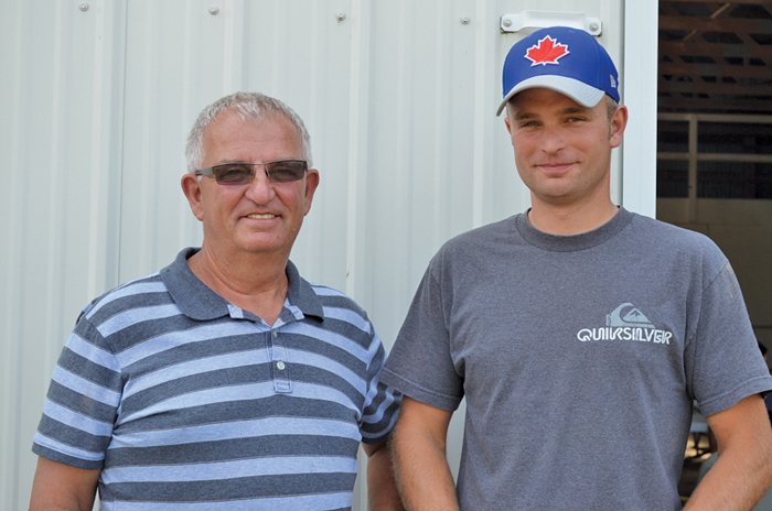 George Heide (l) and son Ben started growing soybeans three years ago.