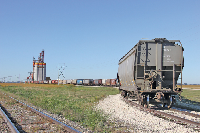 railways cars at an inland grain terminal