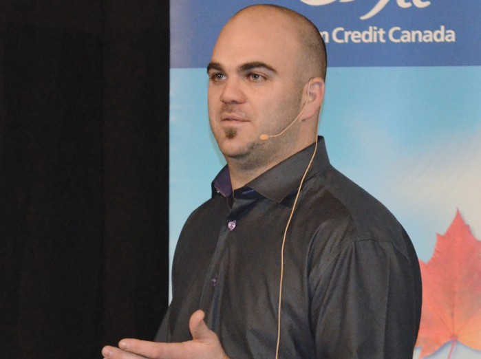man speaking at event
