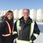 Brian Nadeau and his daughter Kara have made safety a top priority. Among her other roles on the farm, Kara serves as its safety co-ordinator, leading monthly safety meetings with staff. The father-and-daughter duo are wearing visibility vest and coat combinations which are standard issue for those working at Nadeau Seeds.