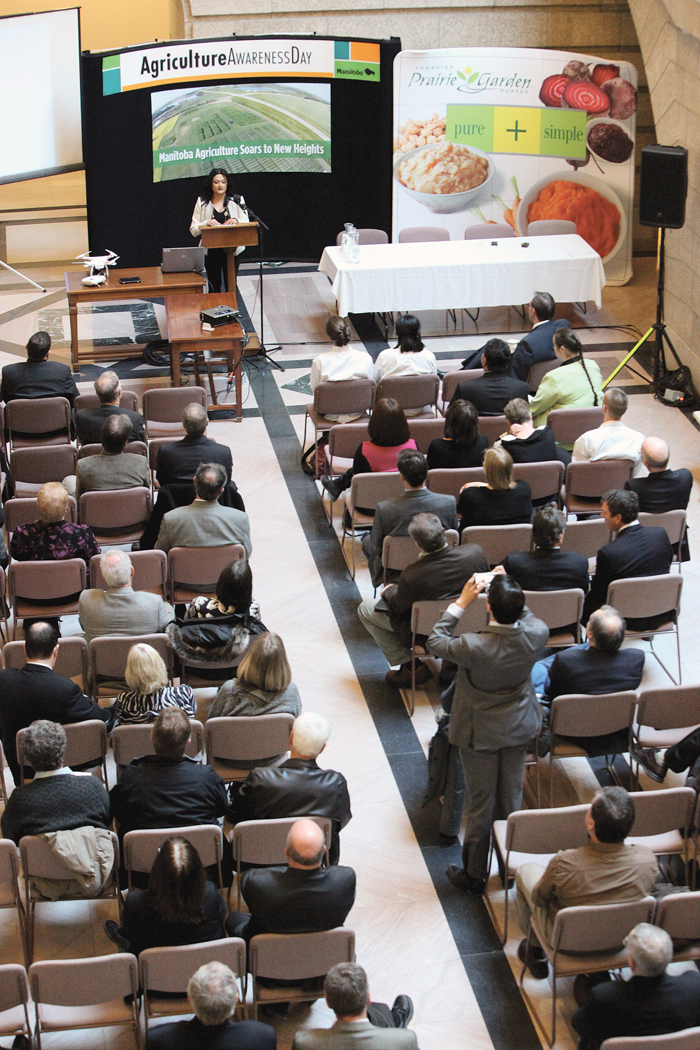 Manitoba Liberal Leader Rana Bokhari speaks at Ag Awareness Day at the Manitoba legislature. 
