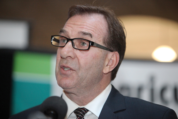 Minister Ron Kostyshyn at Ag Awareness Day at the Manitoba legislature. 