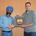 Harpinder S. Randhawa, current soft white breeder at AAFC, received the
Seed of the Year award on behalf of Sadash Sadasivaiah, who passed away in 2005. It was presented by award co-chair Todd Hyra.