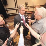 Michael McCain of Maple Leaf Foods speaks to reporters at the Manitoba Pork Council’s annual general meeting.