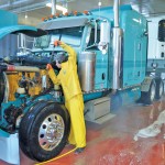 washing a semi truck