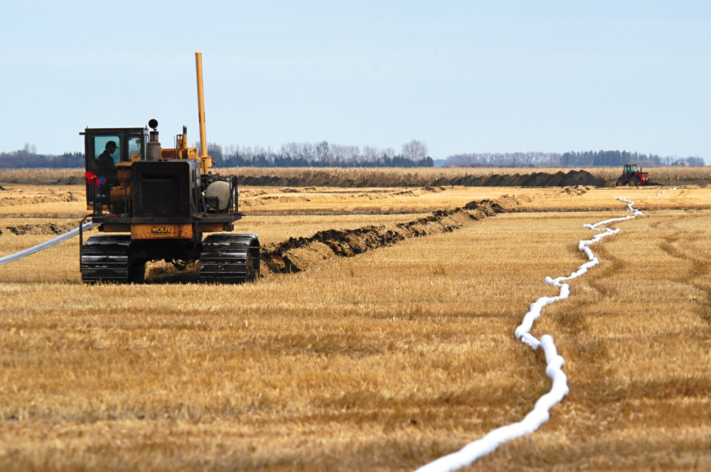 installing drainage in a field