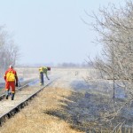 firefighters putting out a grass fire