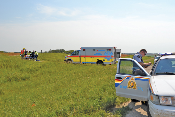 ambulance in a field