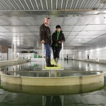 Rudy and Leslie Reimer inside a hog barn converted to raise trout.