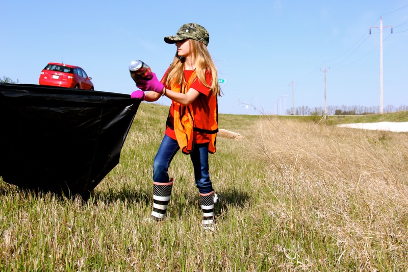 Highway cleanup is an annual end-of-May event, dispatching 4-H’ers to the roadways around their communities to pick up trash such as drink cans and bottles, twine and junk food containers. Young 4-H’ers all wear high-visibility vests and are supervised by their parents and other adult volunteers while cleaning up highways with signage cautioning motorists.