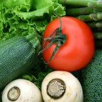 healthy groceries, lettuce, cherry tomatoes and vegetables