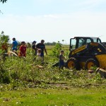 Fred and Anne Raynor’s children and grandchildren worked to clean up after the storm on Wednesday afternoon.