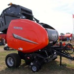 This Kubota-branded silage baler on display at AIM near Saskatoon is one of the first to be shown in Western Canada wearing the company's brand name.
