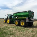 Field demonstration for the New Leader fertilizer spreader.