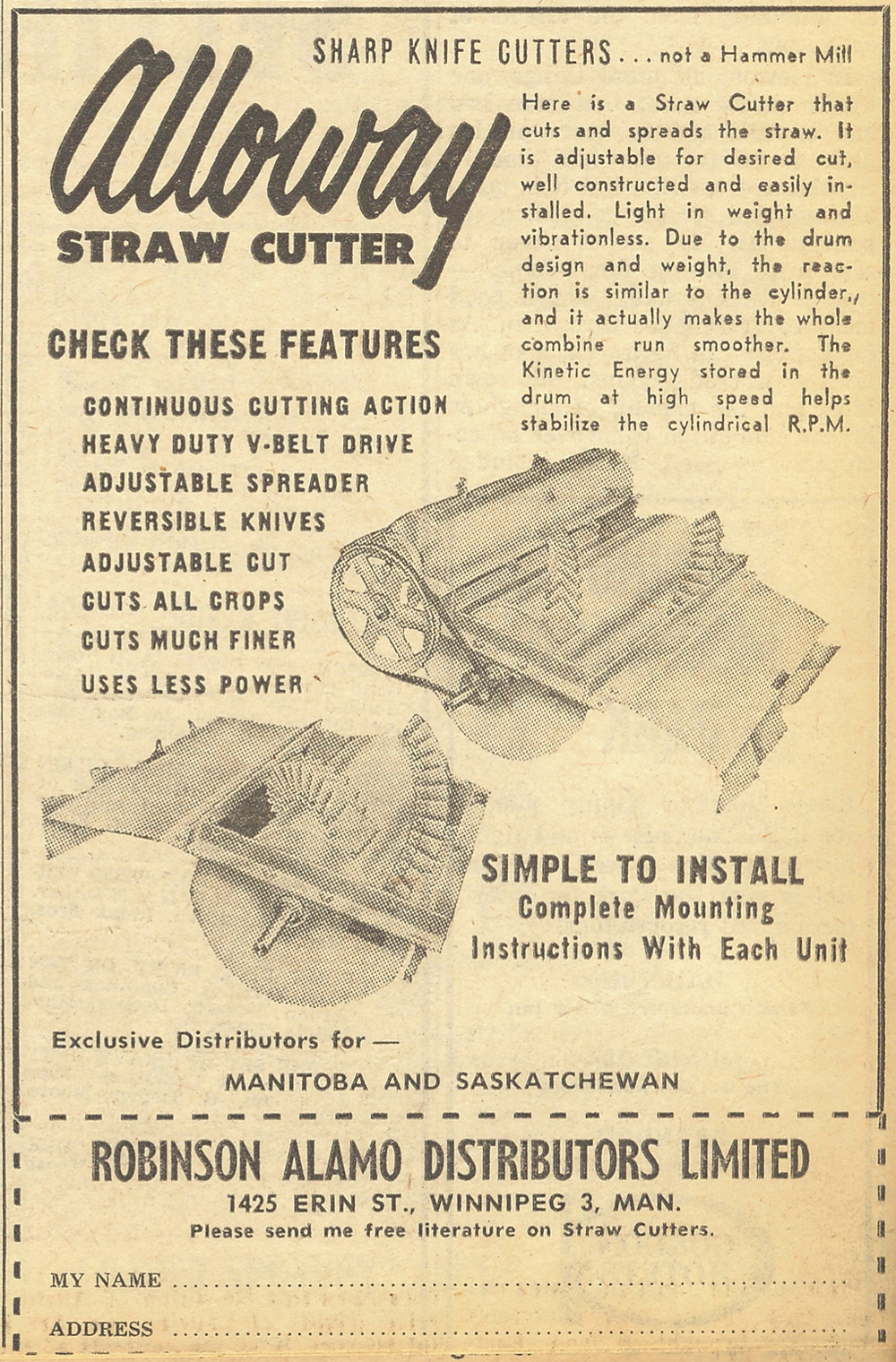 Alloway straw cutter makes combines run smoother