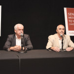 Chris Aylward (l) and Bob Kingston speak about government cuts to the Canadian Food Inspection Agency.