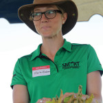 Marla Rieckman speaks to soybean growers.