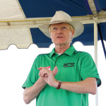 Martin Entz speaks about organic soybeans near Carman.