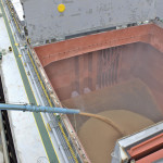 Grain being loaded onto the first ship of the season at Port of Churchill, Sept. 2015.