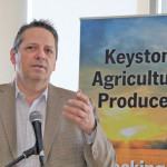 John De Pape discussed the cash grain price service he is working on for the Alberta Wheat Commission during the Keystone Agricultural Producers’ General Council meeting in April.