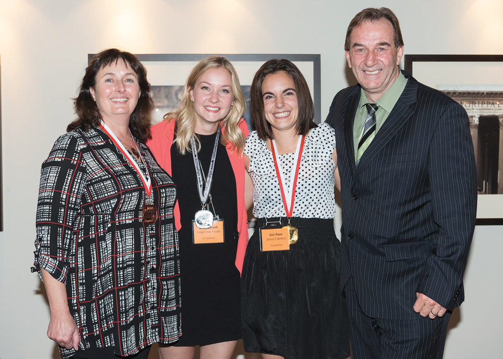 Food Fight winners for 2015: (l-r) Glenda Hart, Carly Minish and Cori Poon along with Agriculture Minister Ron Kostyshyn.