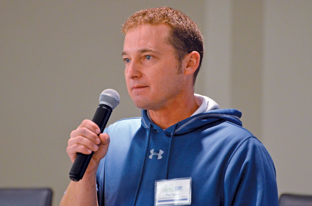 Paul Spenst discussed his family’s transition from the farm to retail at the Take the Leap conference held in Dauphin earlier this month.