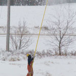 Manitoba Hydro staff have been running hard this week clearing ice from power lines. This Hydro employee was knocking hoarfrost off a line three miles west of Miami, Man., Thursday (Dec. 17) afternoon. Power outages have occurred in many areas of Manitoba, especially in south-central and western regions. In some cases transmission lines have been damaged, while in others Manitoba Hydro has turned the power off so staff could clear the lines. Some people on social media have reported being without electricity for 12 hours.