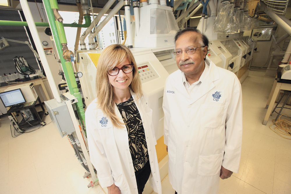 Elaine Sopiwnyk (l) and Ashok Sarkar have completed a year-long project looking at how to co-mill wheat and barley.