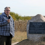 Frank Crew speaking at the unveiling of the cairn.