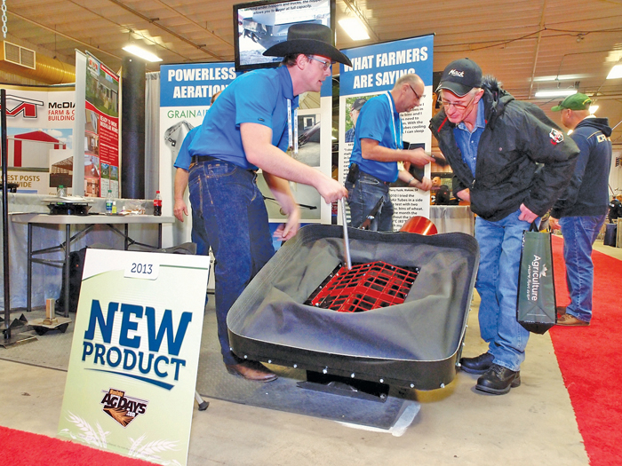Entrants in the New Product competition get a chance to demonstrate  their  innovations one on one with farmers.