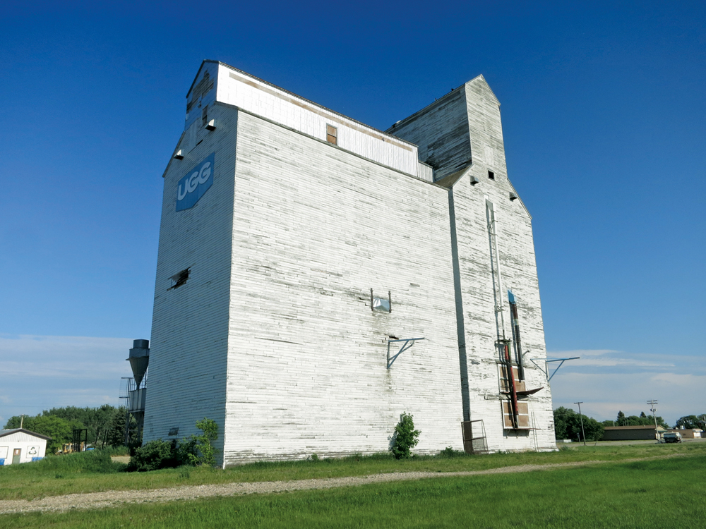 The last remaining elevator and annex at Birch River, in the RM of Mountain, was one of three operated  here by UGG. The first elevator, built in 1932, was demolished in 1980.