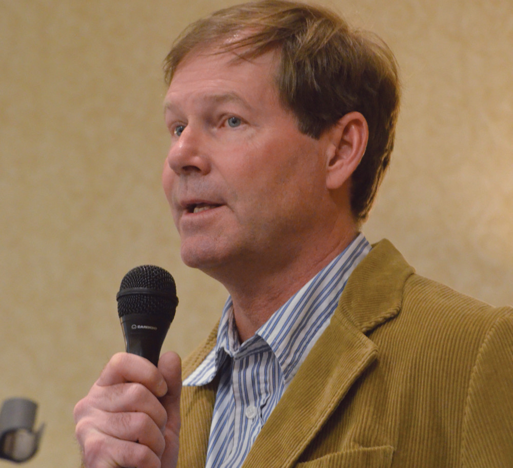 CFIA veterinarian Max Popp speaking at the Manitoba Beef Producers annual general meeting in Brandon on Feb. 4.