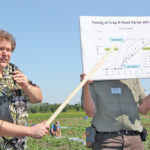 University of Manitoba soil scientist Mario Tenuta speaking about nitrogen uptake during a 4R nutrient management tour at Kelburn Farm July 2, 2014.