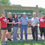 [L to R] Haley, summer horticulture technician; Tammy Johannsen, president of ACC Foundation; Danielle Tichit, ACC Agribusiness instructor; Greg Esplin, board member of MZTRA; Rick Grey, chair of ACC Agriculture and Environment; and Natasha, ACC Agribusiness student cut the ribbon for the opening of the MZTRA-ACC Weed Identification Garden.