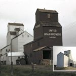 At one time, United Grain Growers had three elevators at Plumas, on the CNR Gladstone Subdivision in what is now the Municipality of WestLake-Gladstone. One of them dated from May 1926, replacing an earlier elevator from around 1912 that had been leased then purchased by UGG in August 1924. This elevator was destroyed by fire on December 28, 1974 and not rebuilt. A second UGG elevator, known as Elevator #1 (photo taken in 1962), was formerly owned by the Western Canada Flour Mills. Built in 1898, it was purchased by UGG agent J.F. Rogers and resold to the company in June 1940. The third UGG elevator, known as Elevator #2 (photo taken in 1981), was constructed in 1949. Renovated in 1976, an annex from Tenby was moved beside it in 1977.