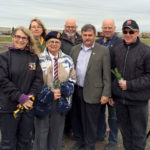 Local residents and invited dignitaries recently celebrated the planting of a train-themed shrubbery labyrinth at Rivers, including (L to R- back row) Donna Morken, chair of Rivers Train Station Restoration Committee, Bob Sopuck, MP for Dauphin-Swan River-Neepawa, MLA Greg Nesbitt of the Riding Mountain Constituency (L to R- front row) Heather Lamb, CN retiree, Marlene Hayhurst, president of the Rivers Royal Canadian Legion Branch #75 Ladies Auxiliary and member of the Rivers Train Station Restoration Committee, Raymond Carriere, the president and founder of Communities in Bloom and Kelvin Lamb, CN retiree.
